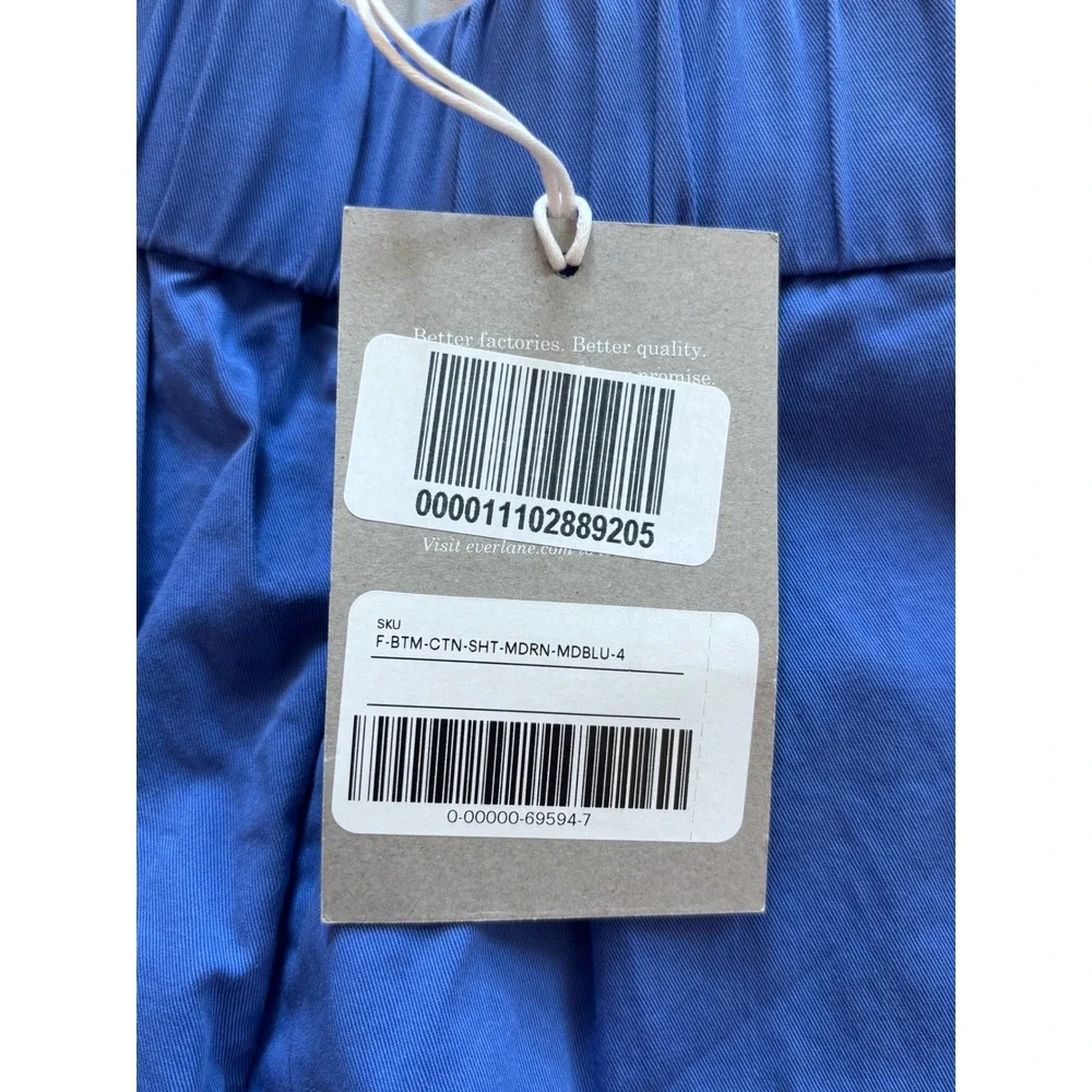 Everlane Easy Short Organic Cotton Elastic Waist Pull On Shorts 4 Blue NEW - Picture 4 of 7